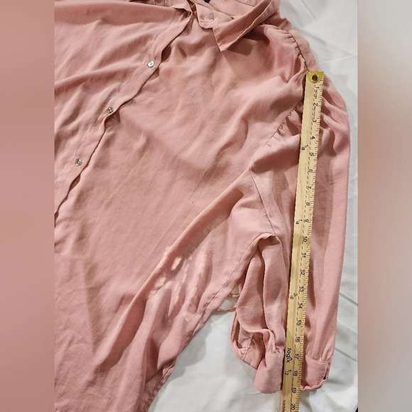 Roman's Tunic Womens Blush Button Up Blouse - Picture 4 of 11